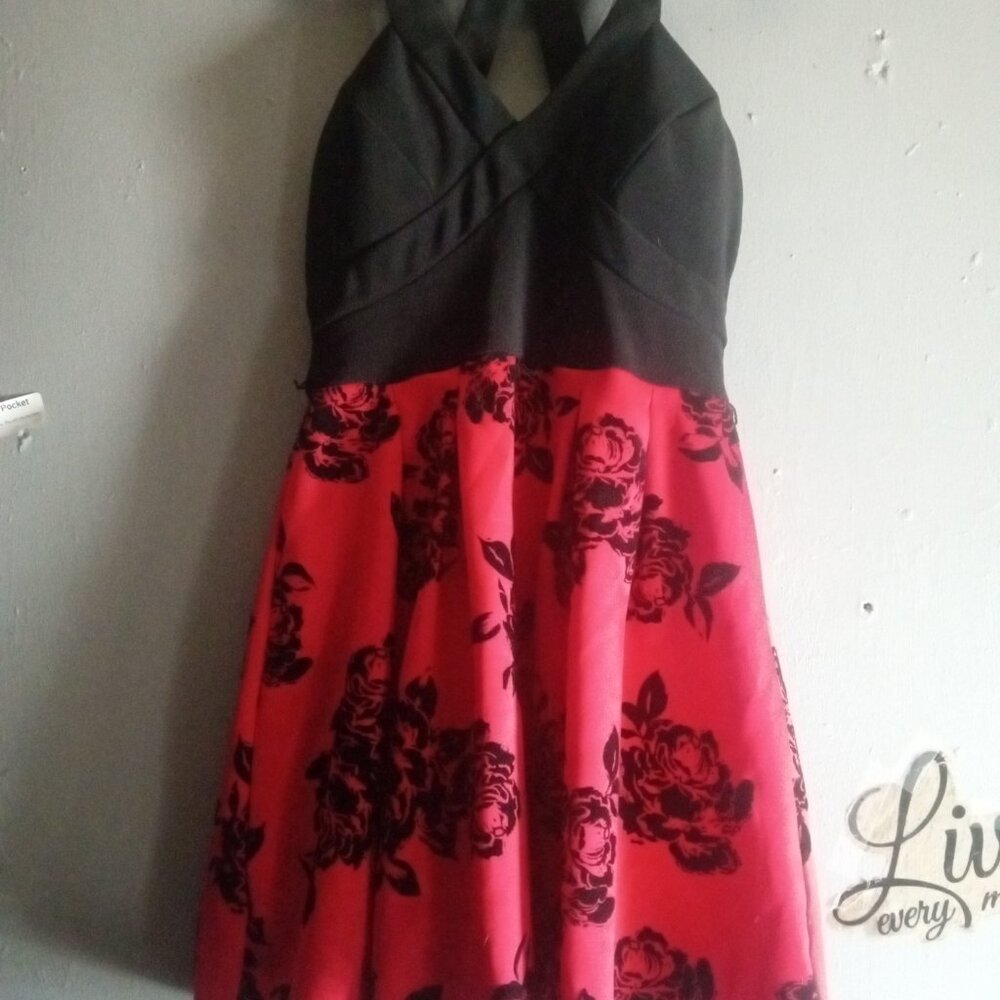 Crystal Dolls Red and Black Cocktail Dress